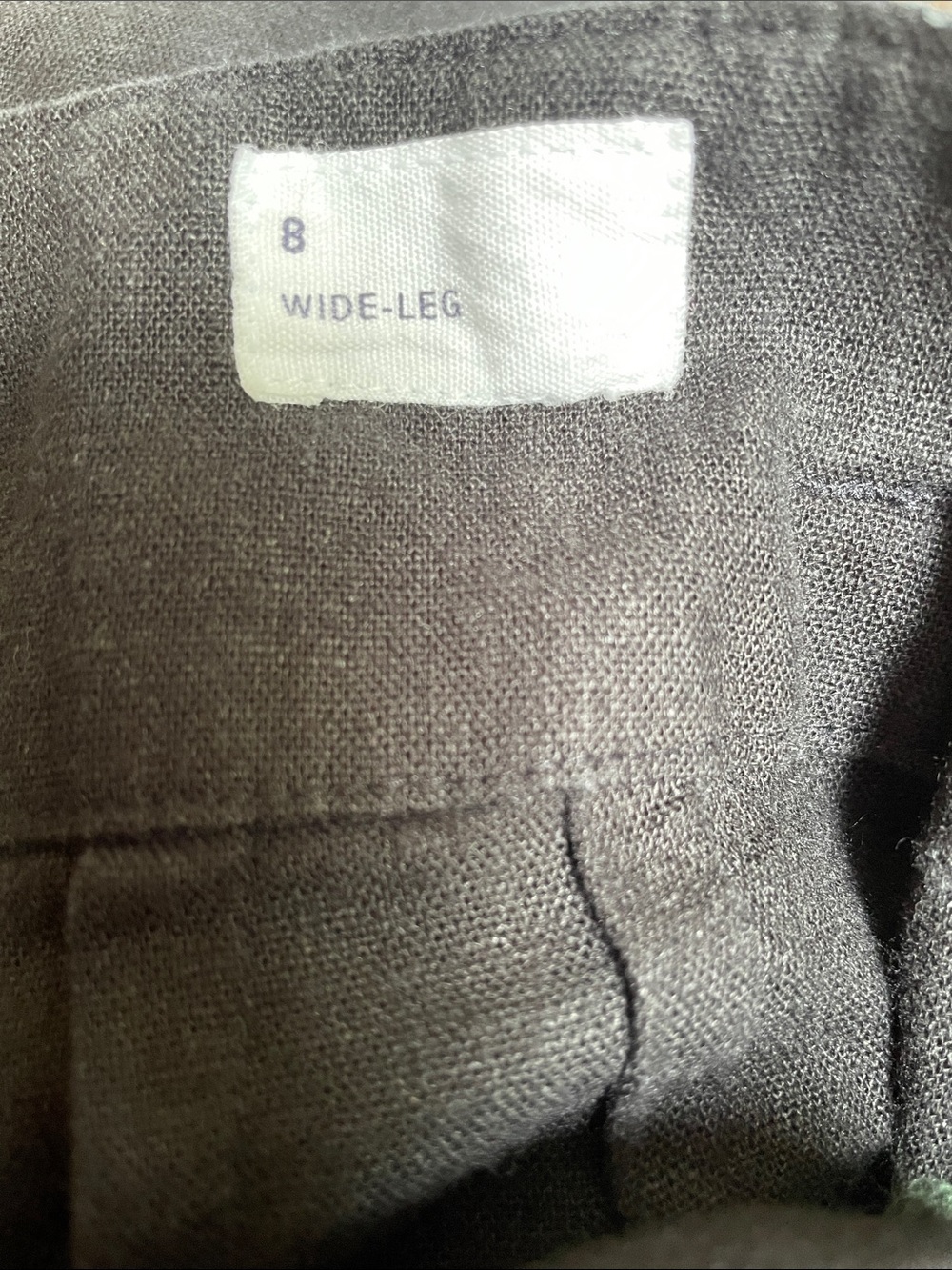 Gap Linen Wide Leg Pants Black Tie Waist High Rise Relaxed Coastal Chic Size 8 - Picture 8 of 11